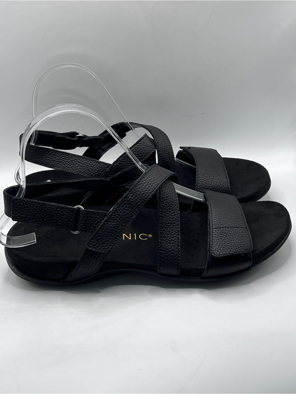 Vionic Raya Slingback Sandals, sz8 black pebbled leather adjustable straps - Picture 4 of 13